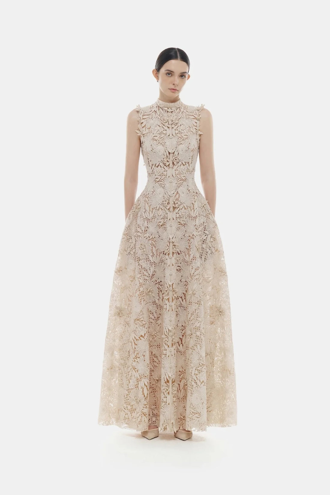 Montsand Pastel Crystal Beaded Maxi Dress