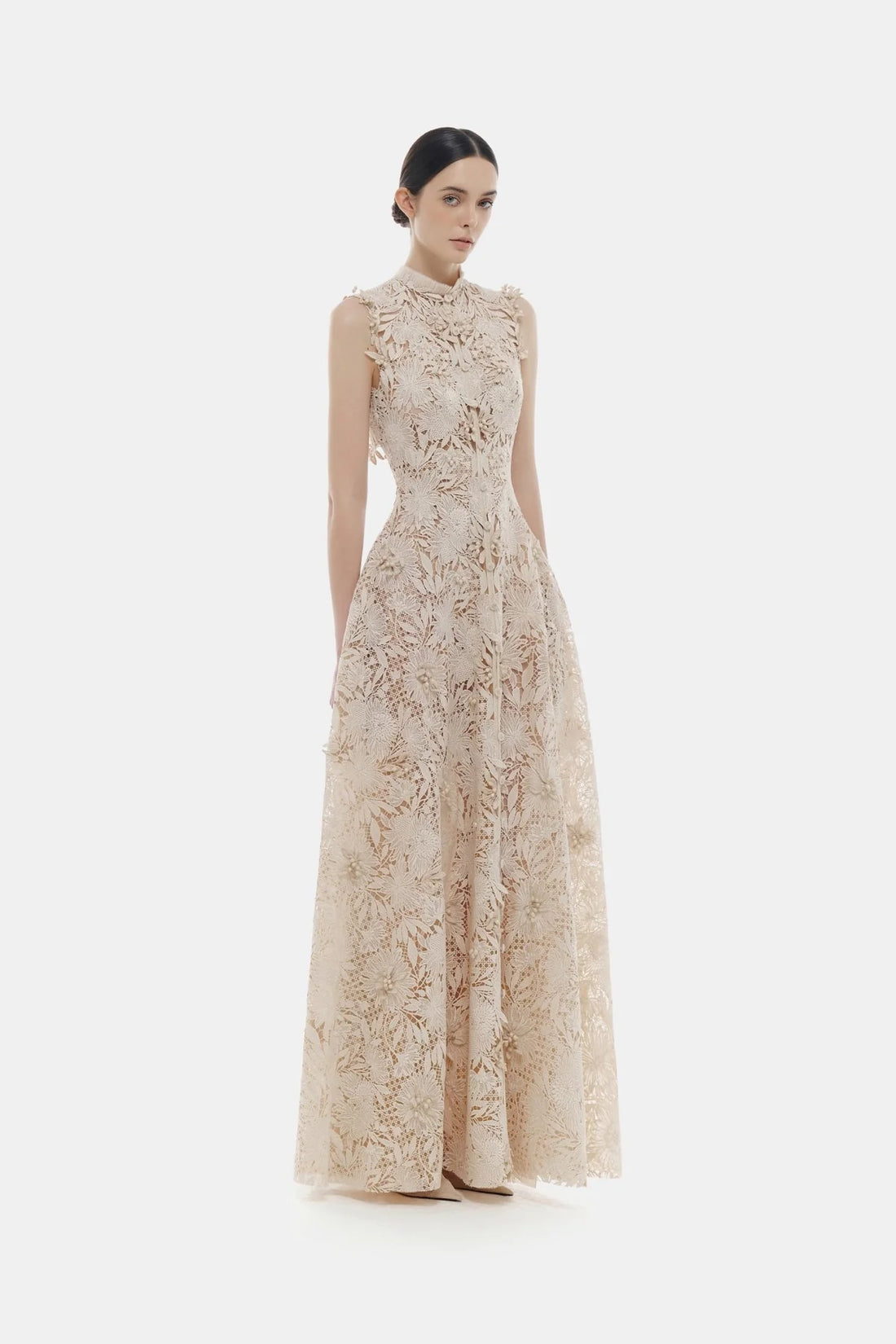 Montsand Pastel Crystal Beaded Maxi Dress