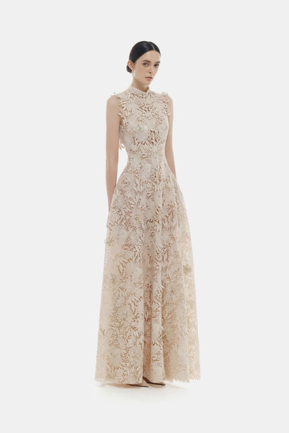 Montsand Pastel Crystal Beaded Maxi Dress