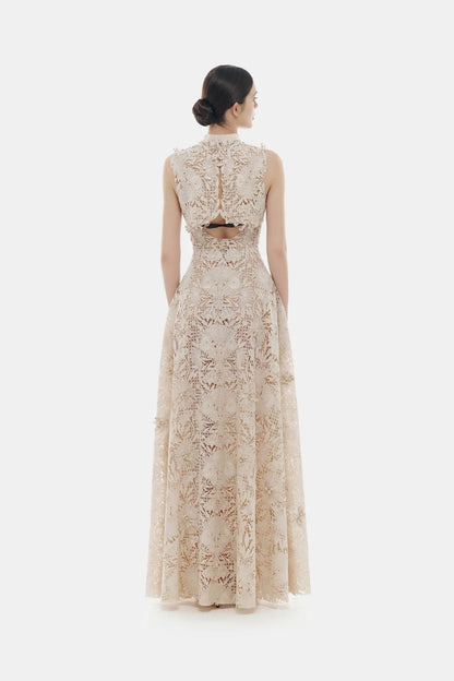 Montsand Pastel Crystal Beaded Maxi Dress