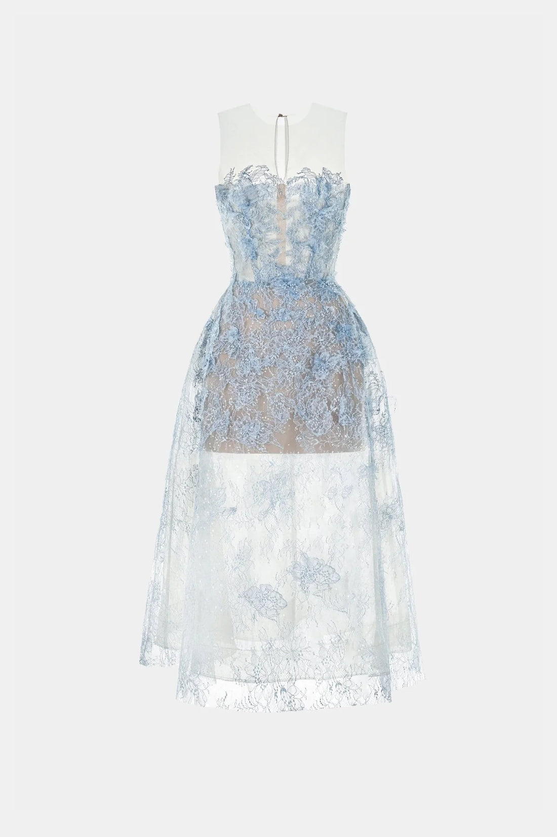 Montsand Baby Blue Beaded Lace Dress