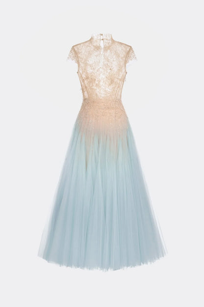 Montsand Blue Ombre Cut-Out Lace Dress