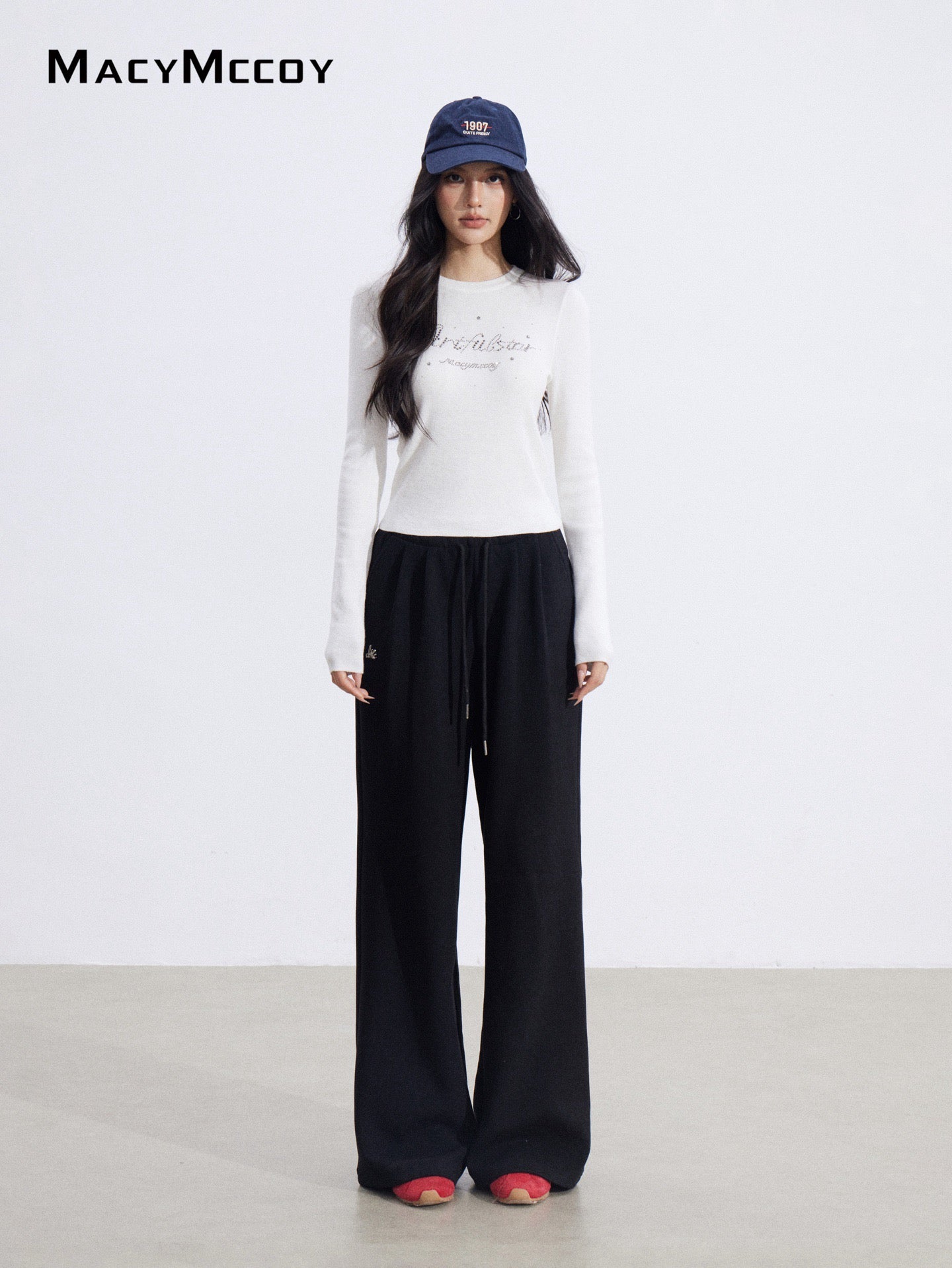 MacyMccoy MMC2026015 Fake two piece spliced wide leg pants