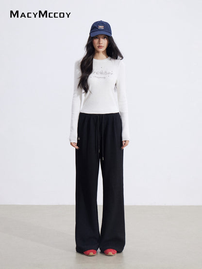 MacyMccoy MMC2026015 Fake two piece spliced wide leg pants