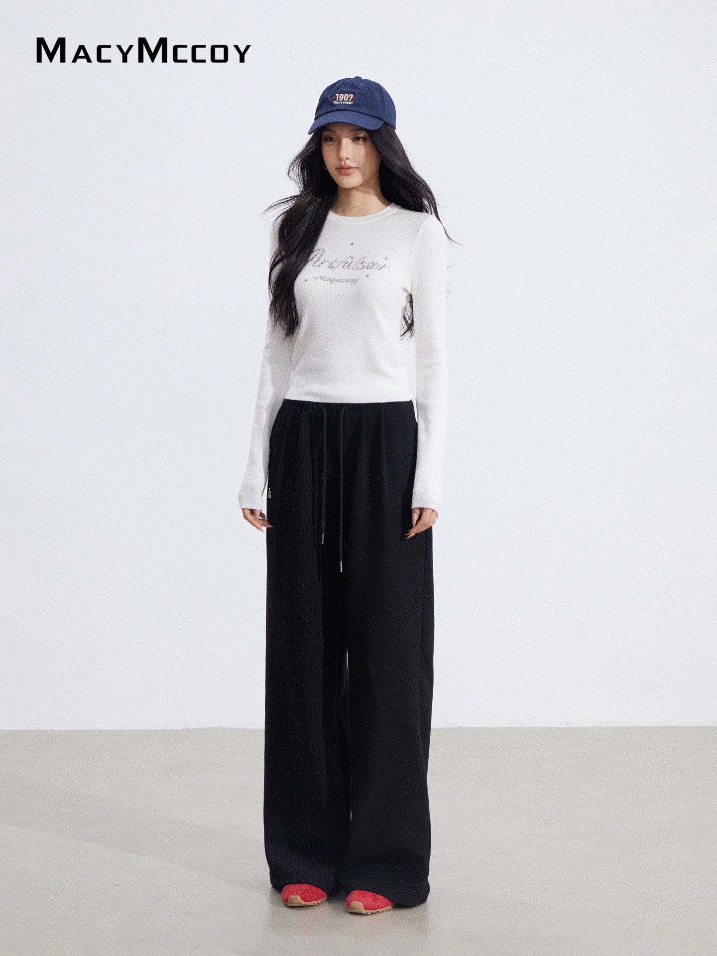 MacyMccoy MMC2026015 Fake two piece spliced wide leg pants