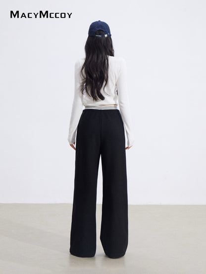 MacyMccoy MMC2026015 Fake two piece spliced wide leg pants