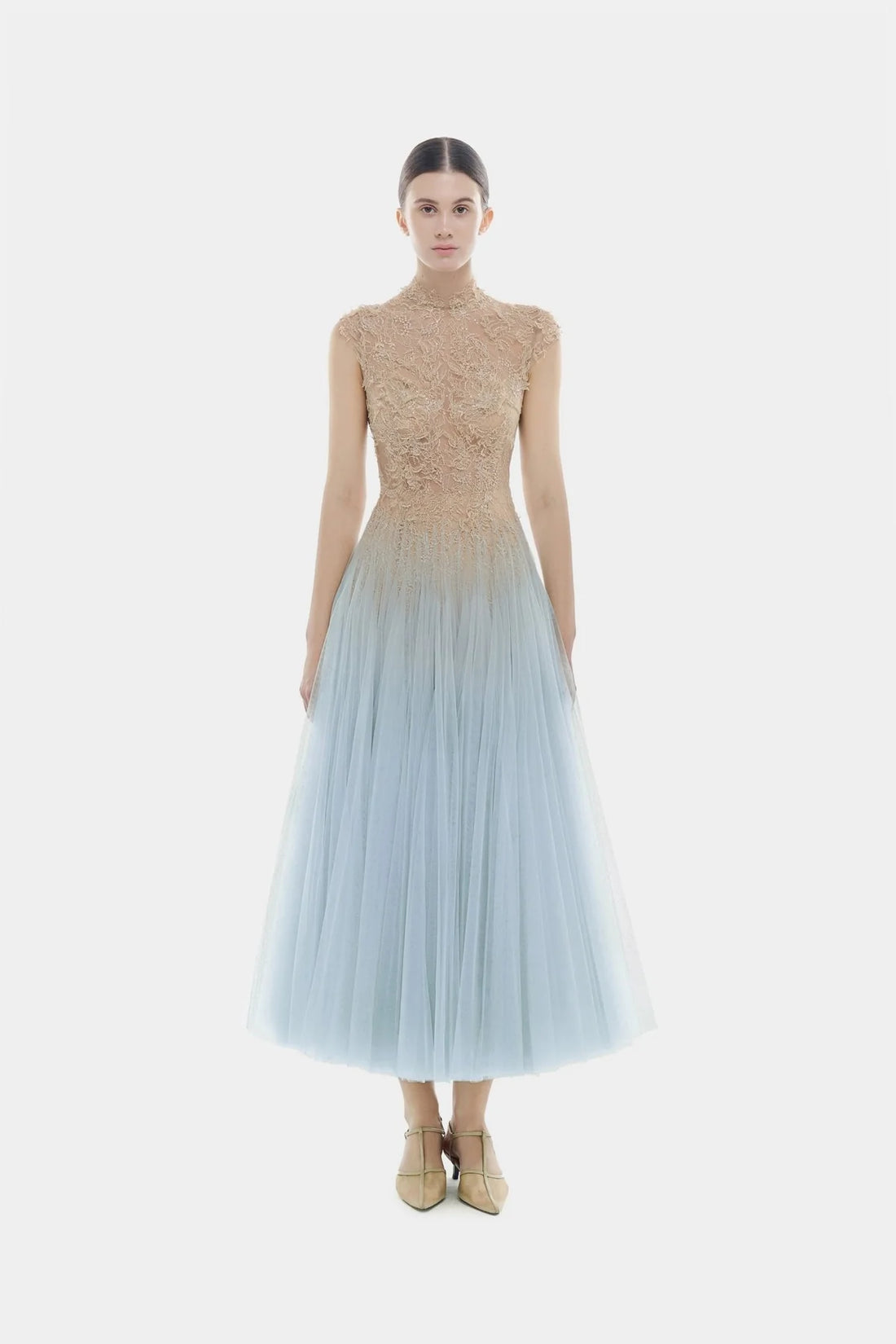 Montsand Blue Ombre Cut-Out Lace Dress