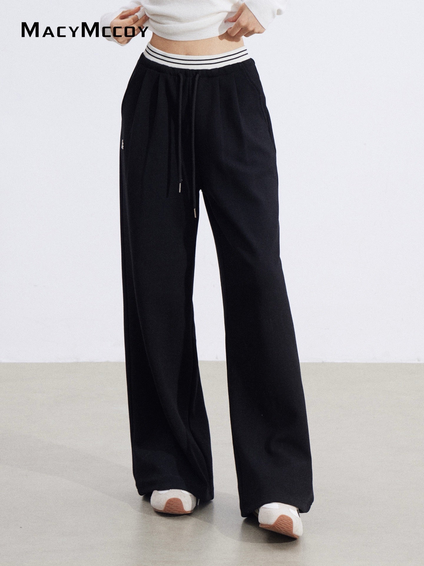 MacyMccoy MMC2026015 Fake two piece spliced wide leg pants