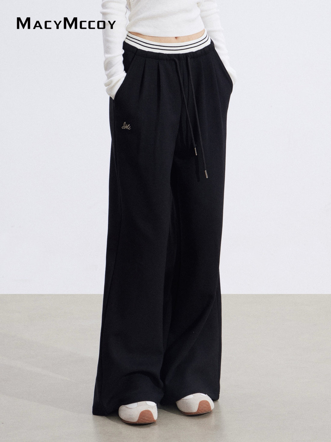 MacyMccoy MMC2026015 Fake two piece spliced wide leg pants