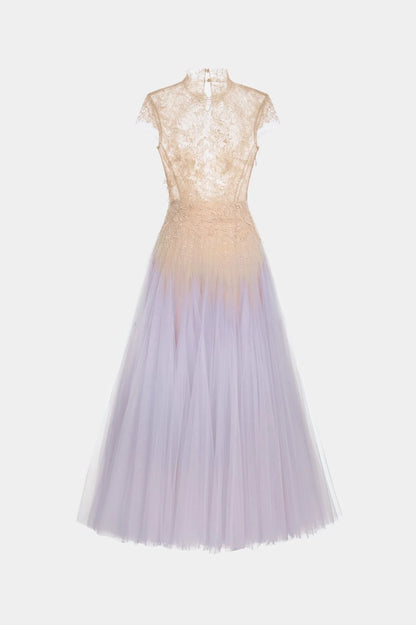 Montsand Violet Ombre Cut-Out Lace Dress