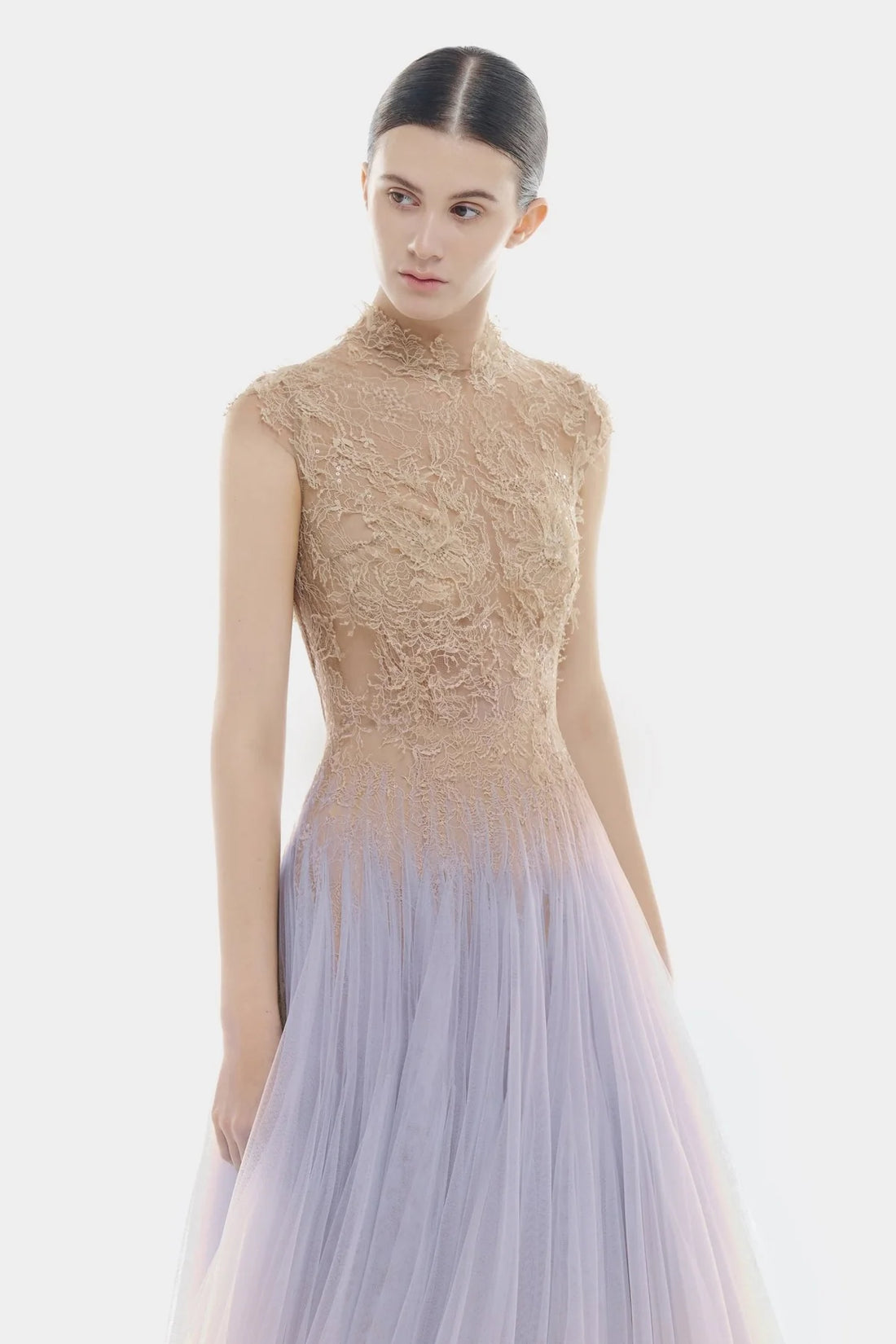 Montsand Violet Ombre Cut-Out Lace Dress