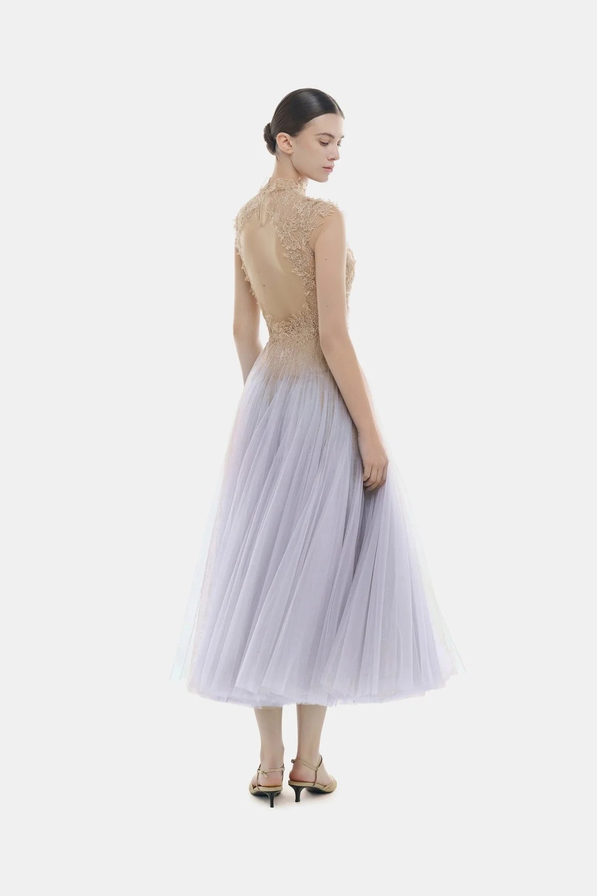 Montsand Violet Ombre Cut-Out Lace Dress