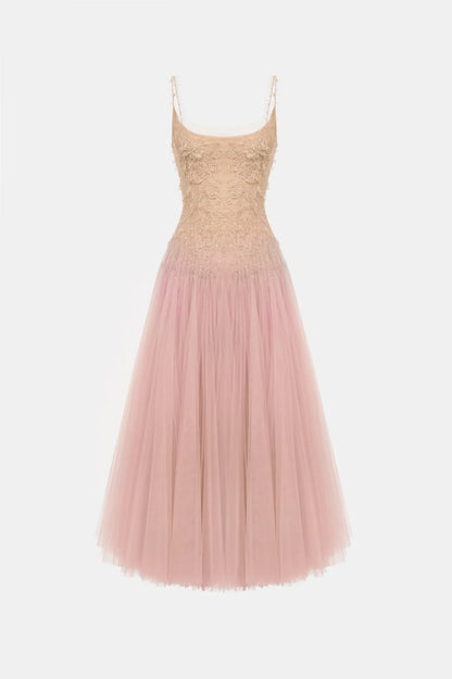 Montsand Pink Ombre Lace Midi Dress
