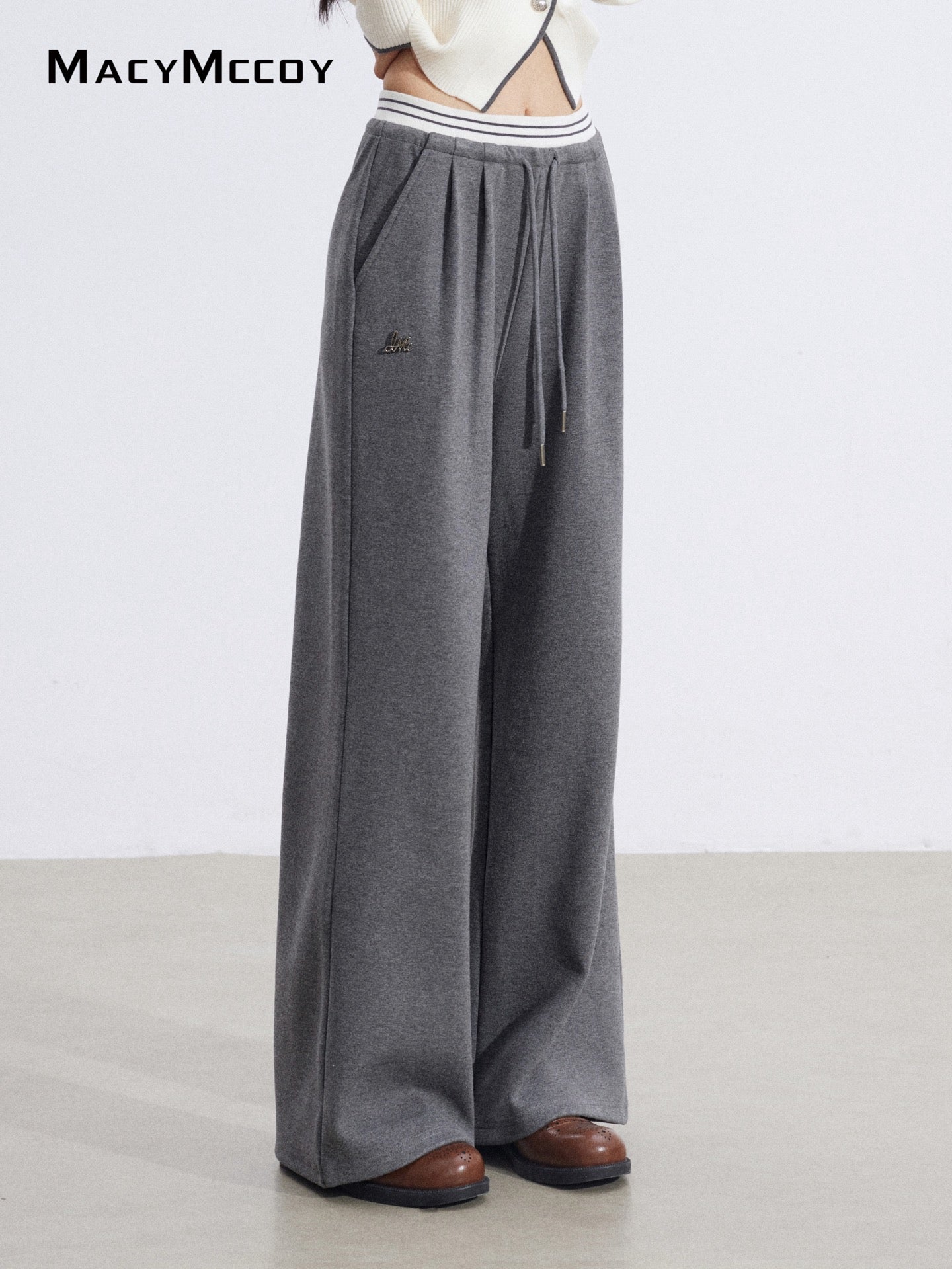 MacyMccoy MMC2026015 Fake two piece spliced wide leg pants