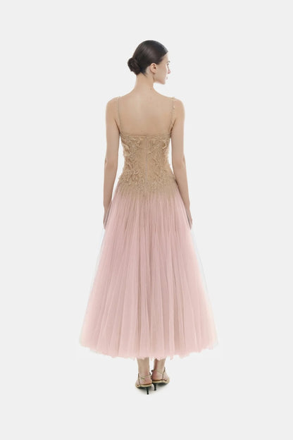 Montsand Pink Ombre Lace Midi Dress