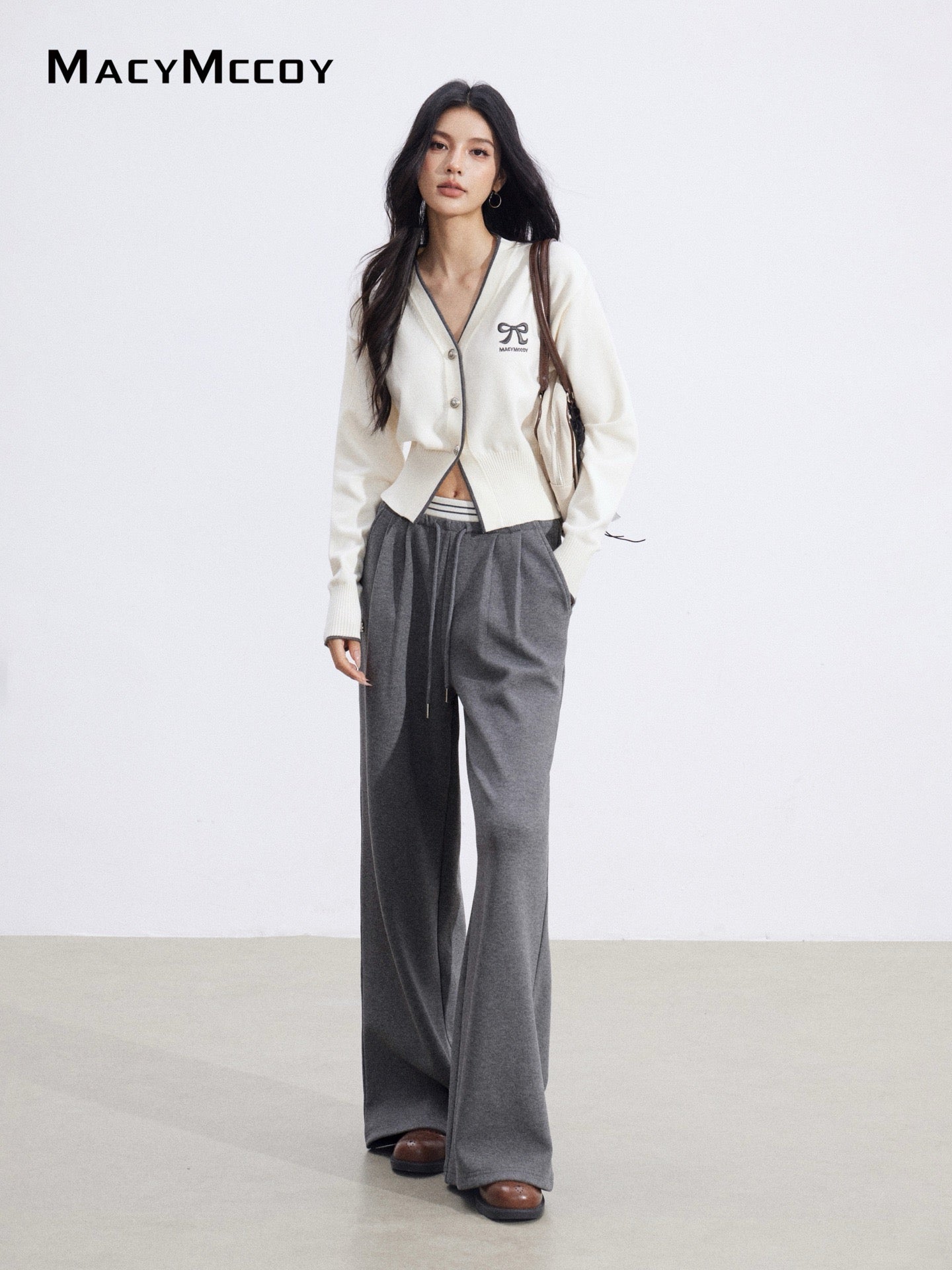 MacyMccoy MMC2026015 Fake two piece spliced wide leg pants