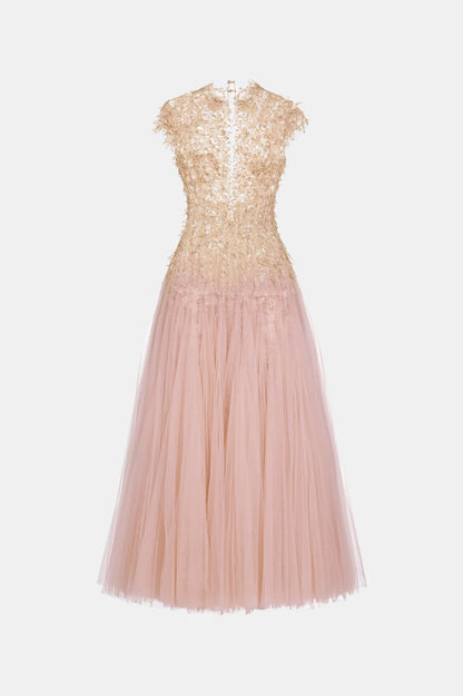 Montsand Pink Ombre Cut-Out Lace Dress