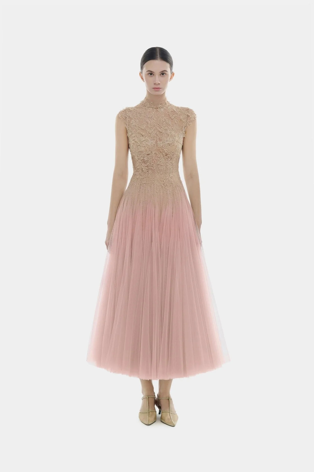 Montsand Pink Ombre Cut-Out Lace Dress