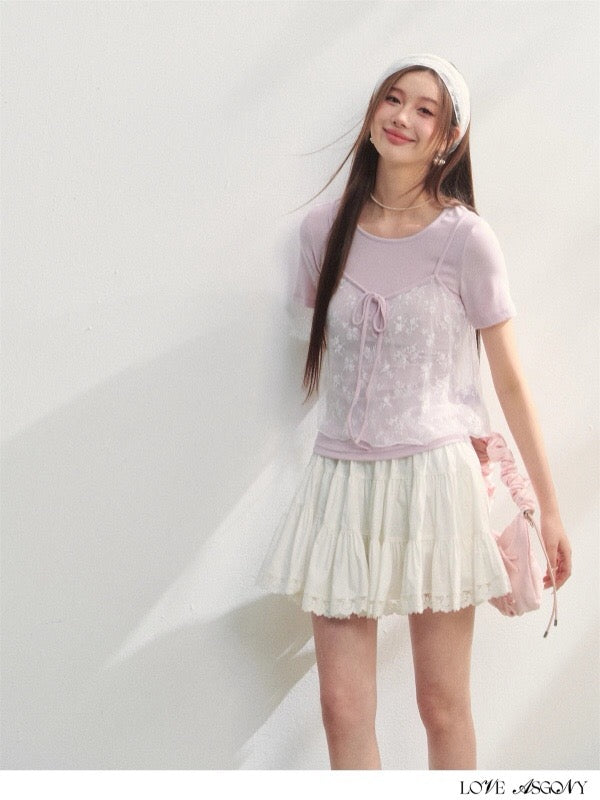 AsGony ASG25209 Lace strap camisole T-shirt top