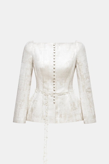 Montsand Ivory Brocade Blazer &amp; Ivory Brocade Mini Skirt