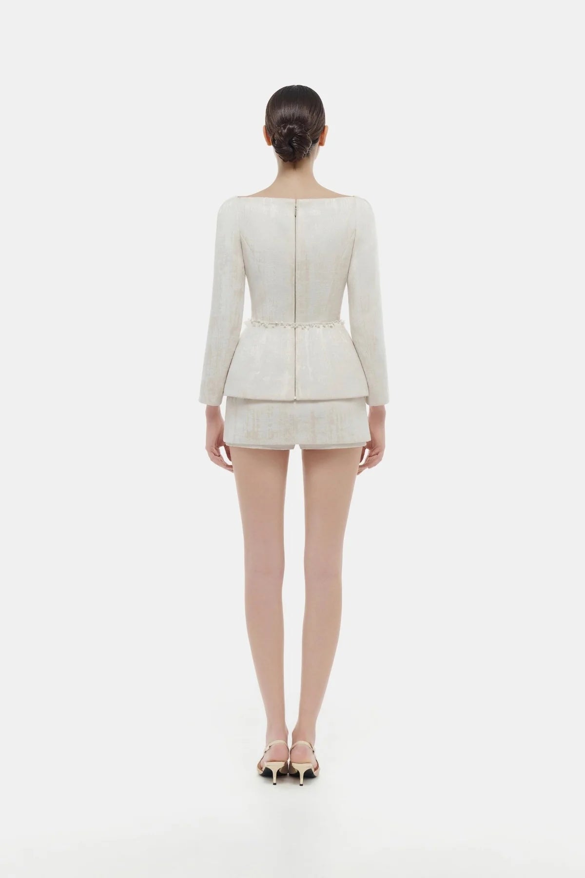 Montsand Ivory Brocade Blazer &amp; Ivory Brocade Mini Skirt
