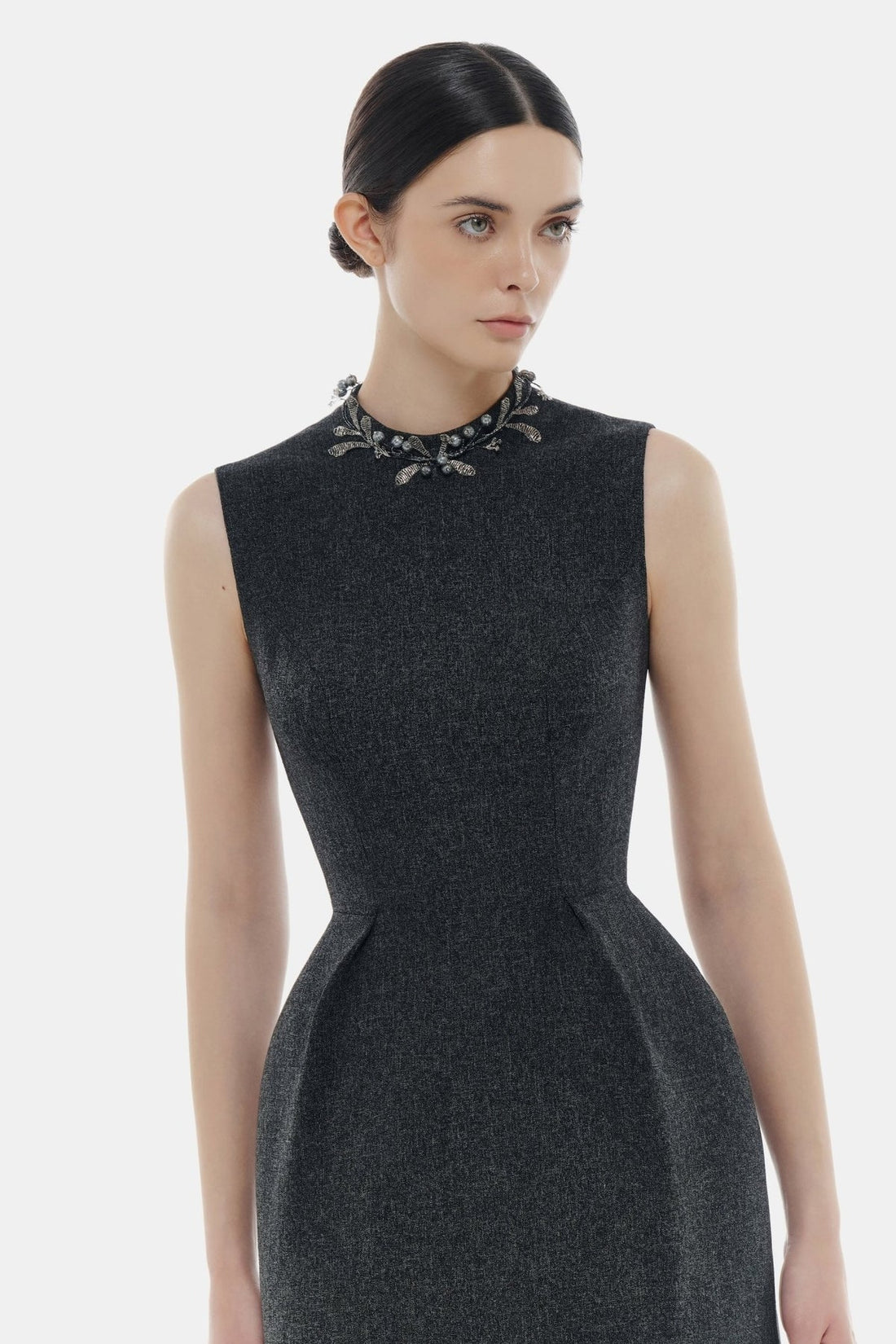 Montsand Sleeveless Embelished Neck Mini Dress