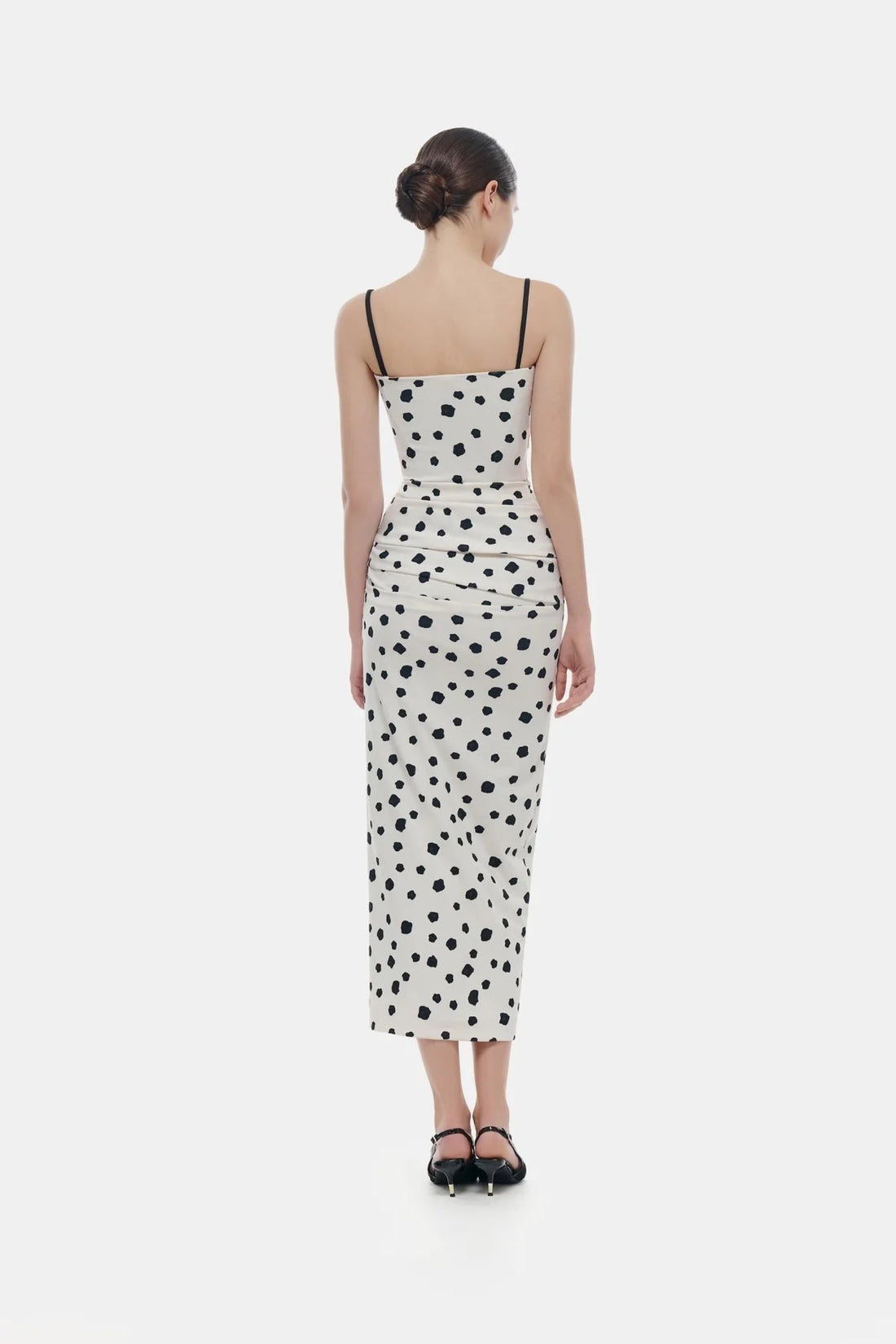 Montsand Polka Dot Draped Midi Dress