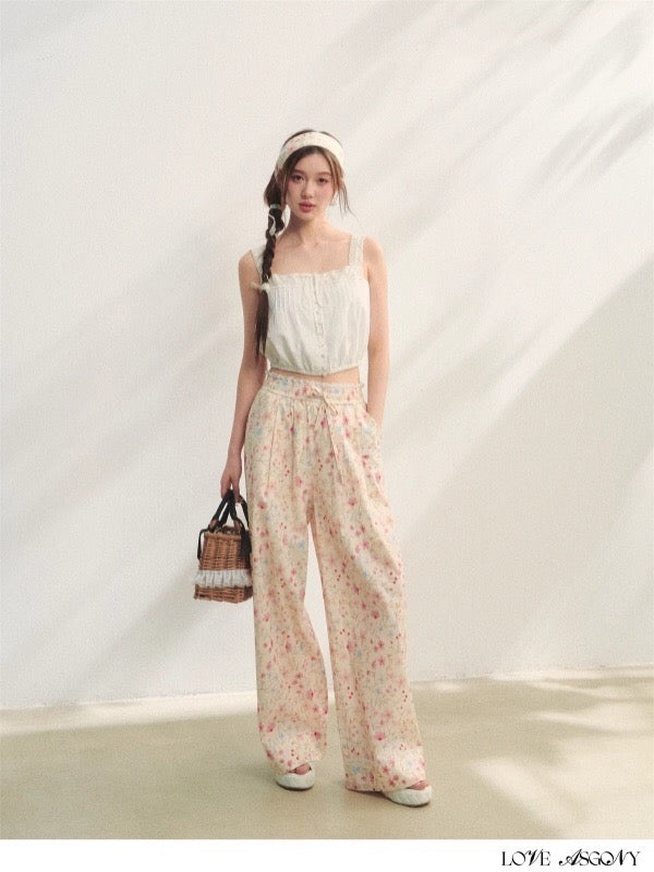 AsGony ASG25226 Lace patchwork camisole vest