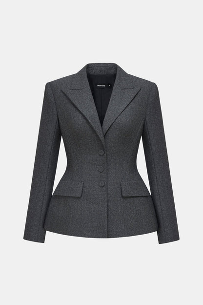 Montsand Grey Single Breast Blazer &amp; Grey Mini Skirt