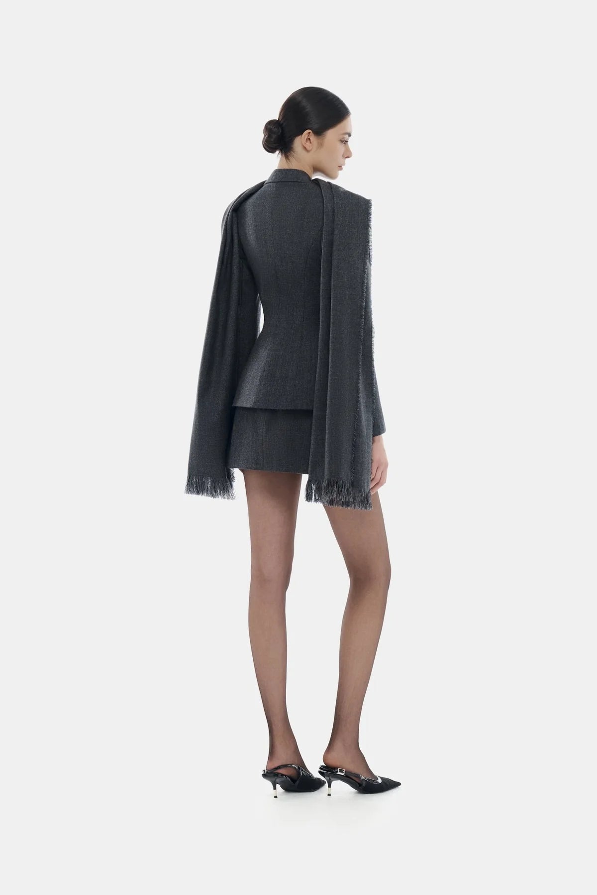 Montsand Grey Single Breast Blazer &amp; Grey Mini Skirt