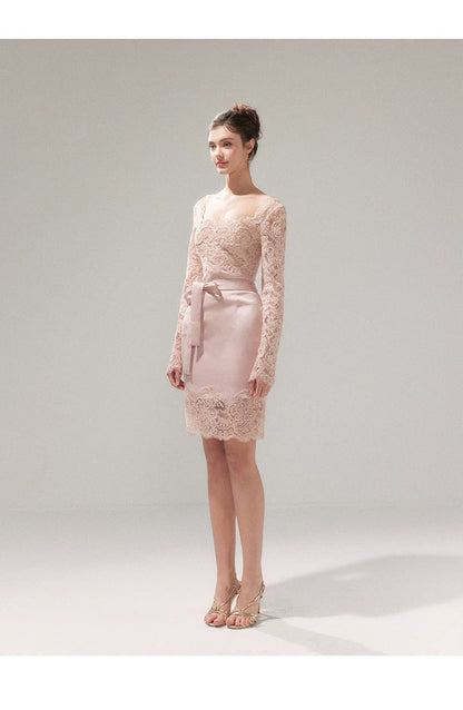 YZZI HE French Style Pure Desire Satin Lace Dress