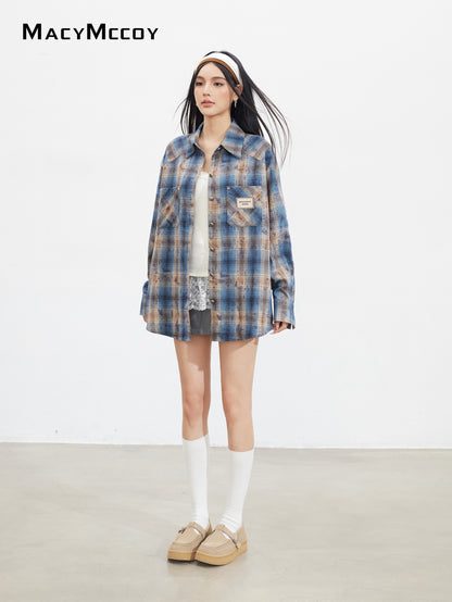 MacyMccoy MMC2025128 Retro loose checkered shirt