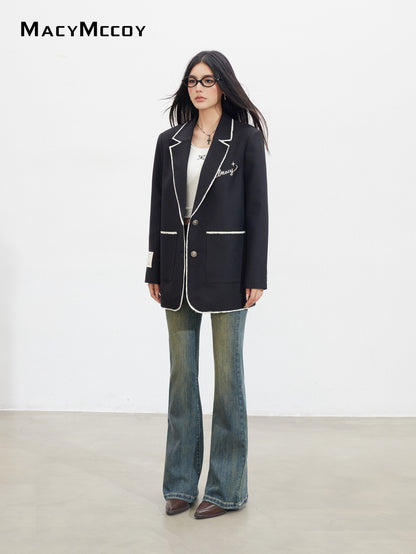 MacyMccoy MMC2025129 Color blocked fringed silhouette suit