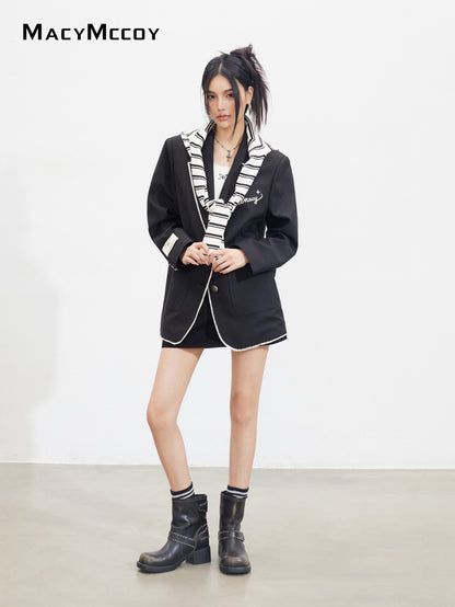 MacyMccoy MMC2025129 Color blocked fringed silhouette suit