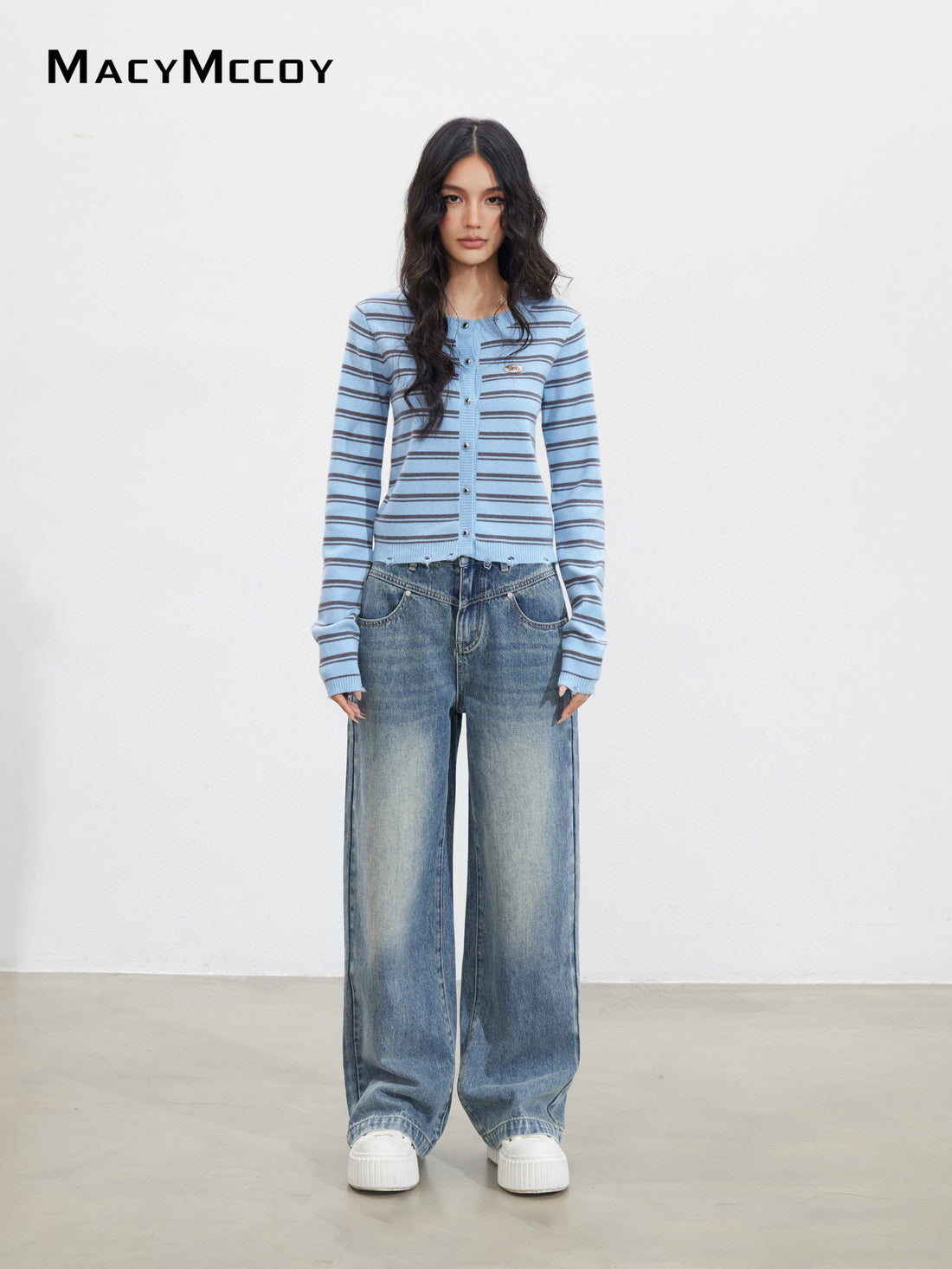 MacyMccoy MMC2025131 Contrast striped knitted top