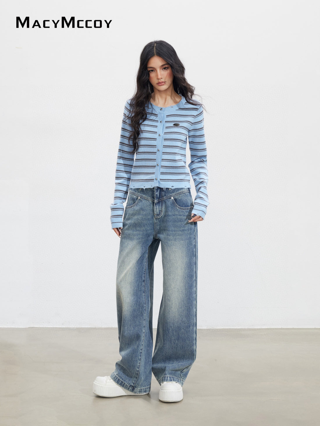 MacyMccoy MMC2025131 Contrast striped knitted top