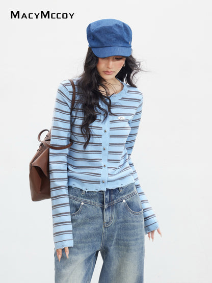 MacyMccoy MMC2025131 Contrast striped knitted top
