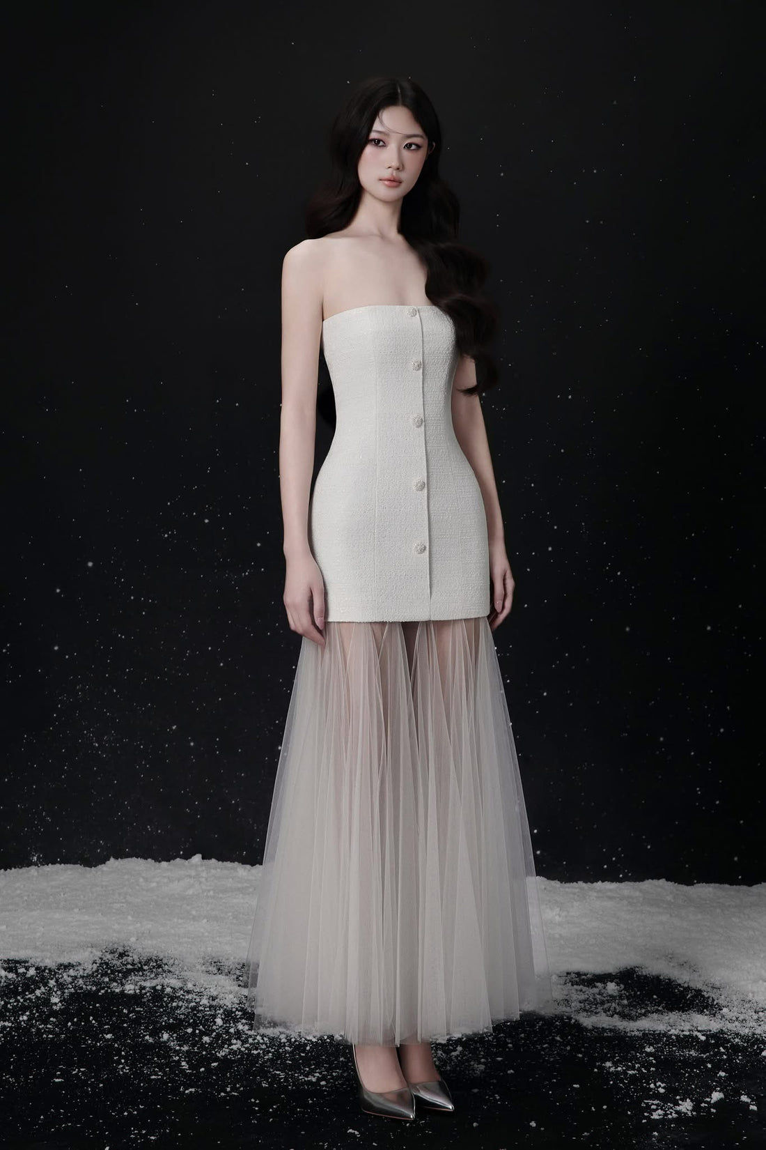 Raffiné DORE STRAPLESS LAYERED TULLE DRESS