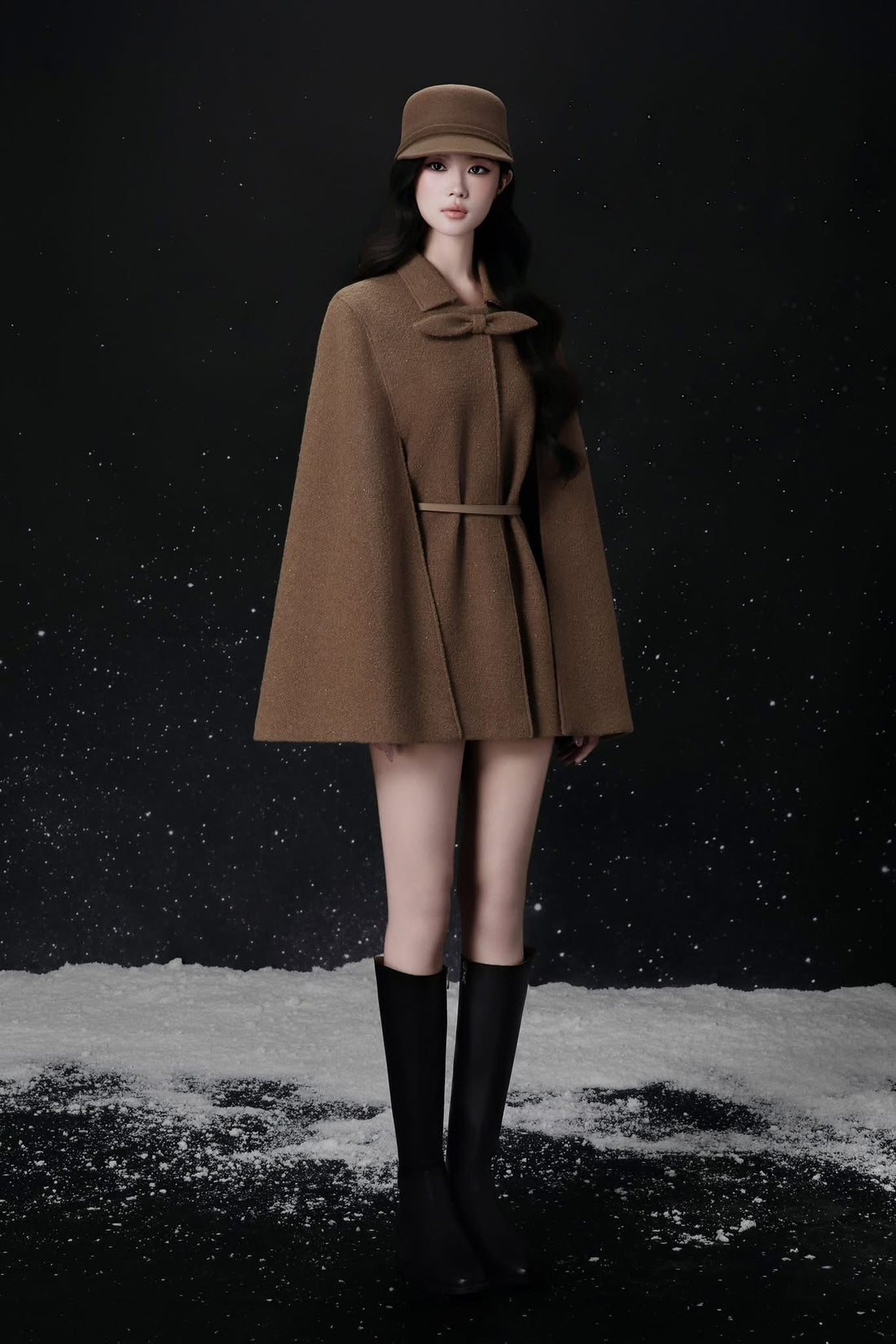 Raffiné SOLENNE BOW-COLLAR CAPELESS COAT