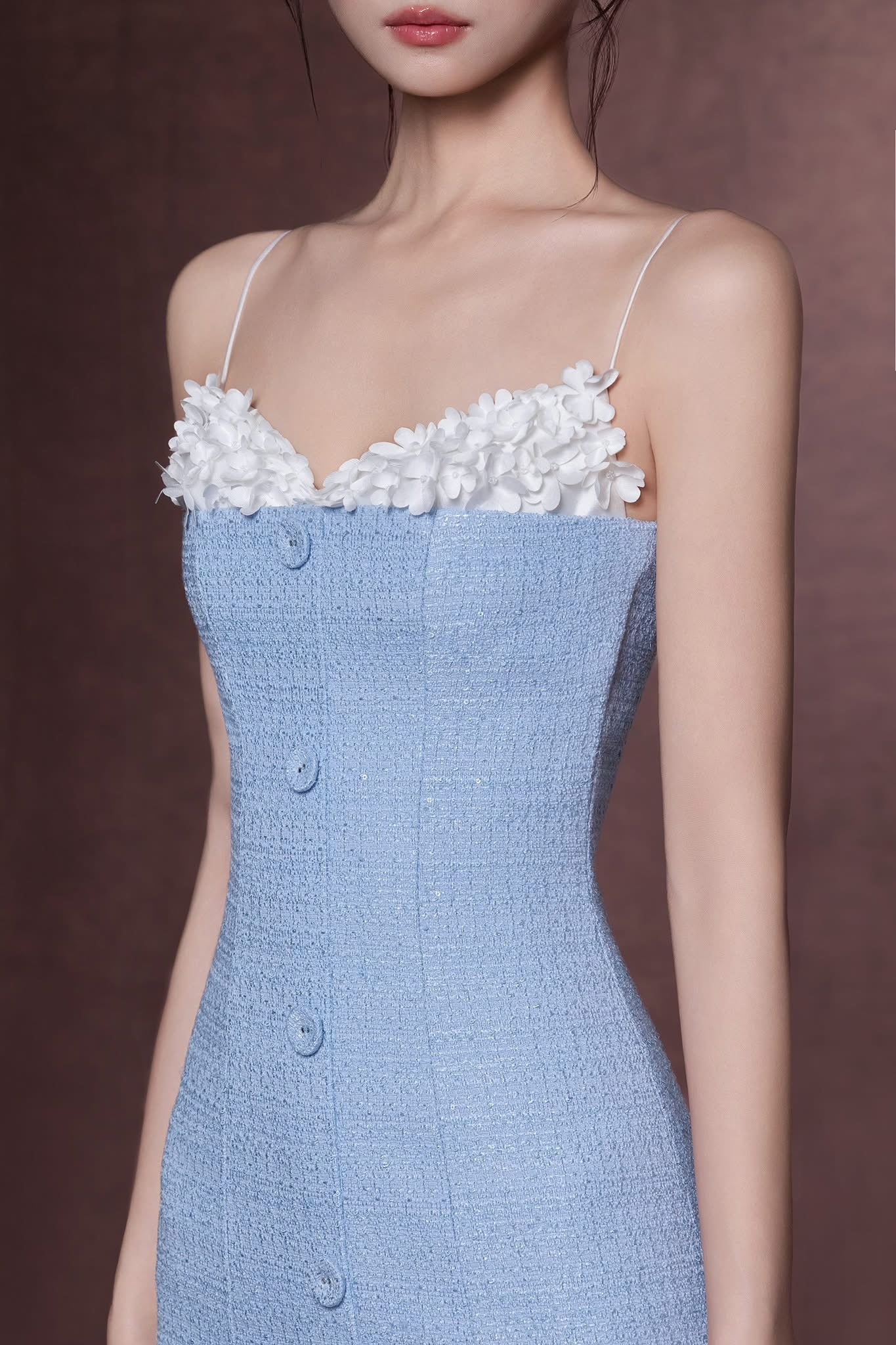 Raffiné HYATT FLORAL APPLIQUE MIDI DRESS (BLUE)