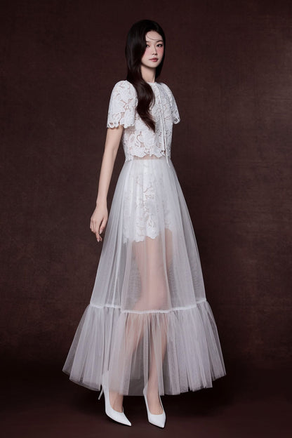 Raffiné YVETTA FLORAL LACE TOP &amp; SHORT &amp; MIDI DRESS