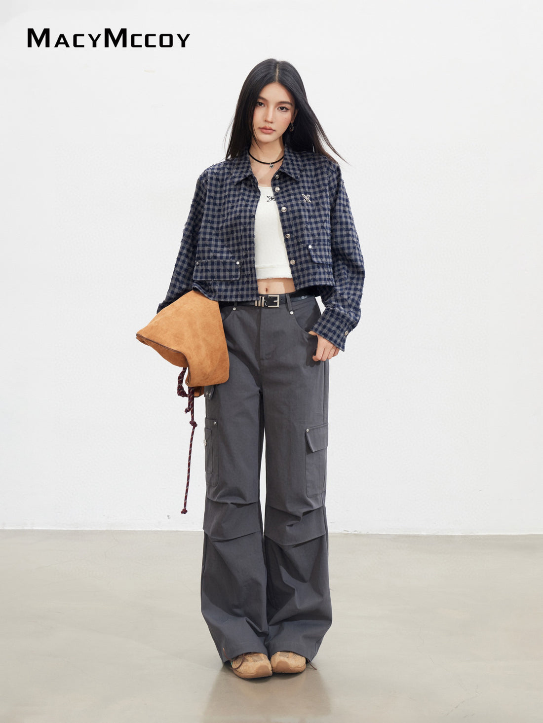 MacyMccoy MMC2025137 Diamond pattern plaid shirt