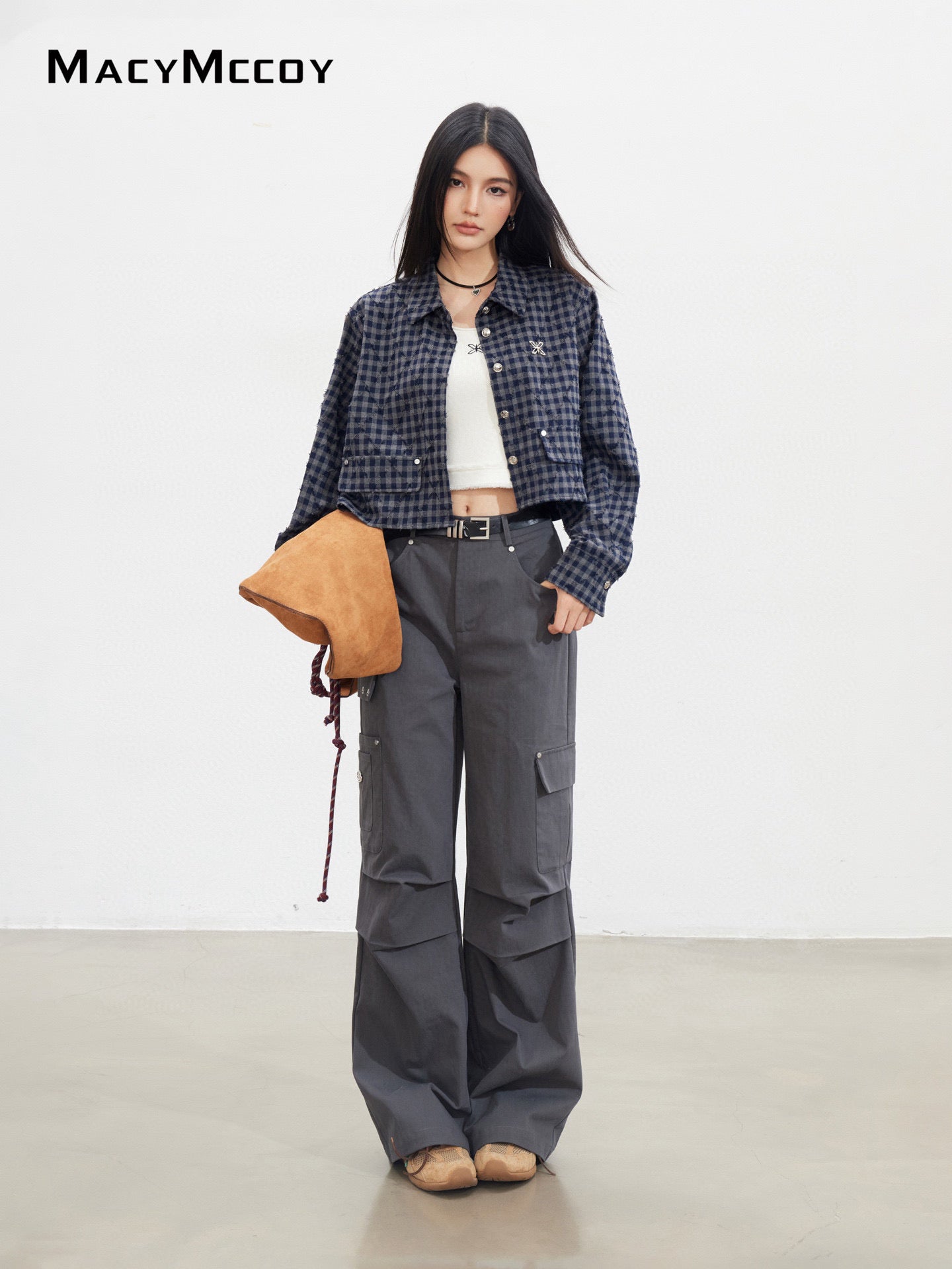 MacyMccoy MMC2025137 Diamond pattern plaid shirt