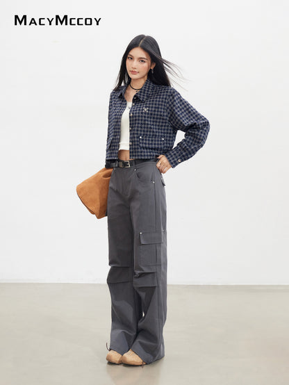 MacyMccoy MMC2025137 Diamond pattern plaid shirt