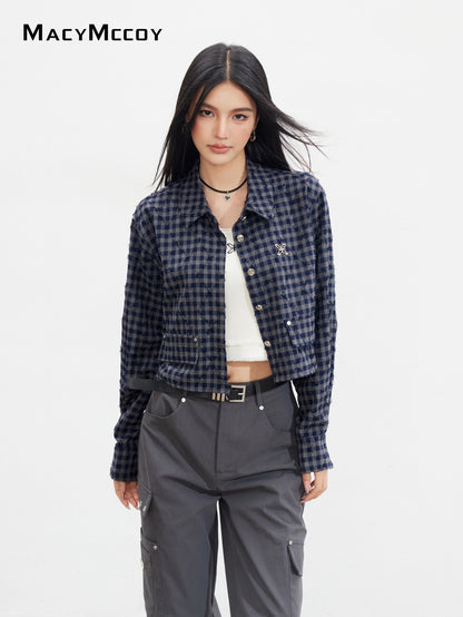 MacyMccoy MMC2025137 Diamond pattern plaid shirt