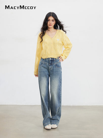 MacyMccoy MMC2025138 V-neck ripped sweater