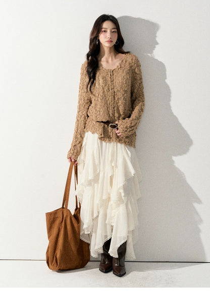 Lafreedom LAF351002 Versatile Semi-Transparent Crewneck Sweater