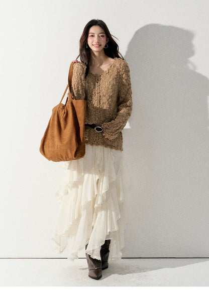 Lafreedom LAF351002 Versatile Semi-Transparent Crewneck Sweater