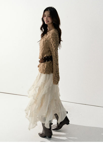 Lafreedom LAF351002 Versatile Semi-Transparent Crewneck Sweater