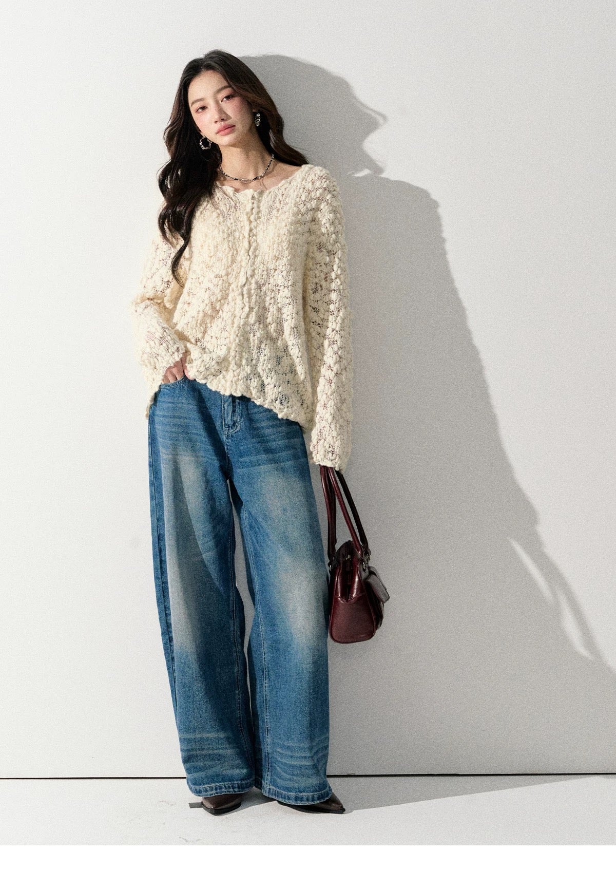 Lafreedom LAF351002 Versatile Semi-Transparent Crewneck Sweater